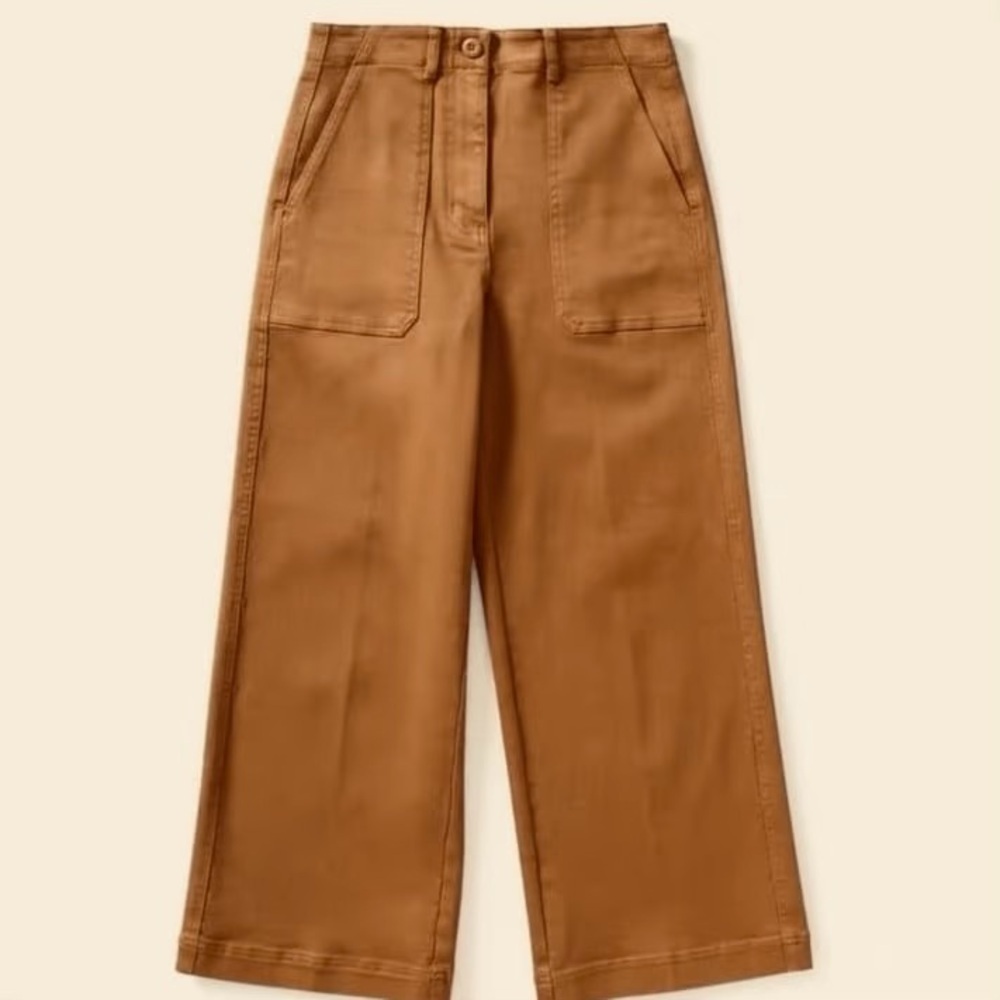 Everlane Wide-Leg Raw Edge Pants in Ochre